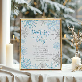 Póster Copos de nieve de plata azul No digas Poster de ju