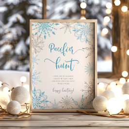 Póster Copos de nieve de plata azul Pacificador Poster de