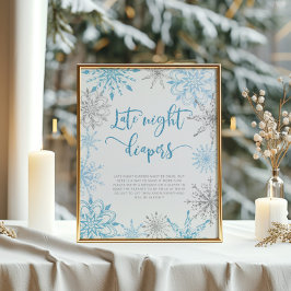 Póster Copos de nieve de plata azul Poster de pañales noc