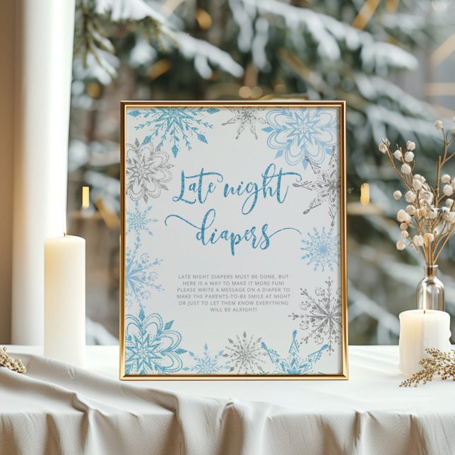 Póster Copos de nieve de plata azul Poster de pañales noc (Subido por el creador)