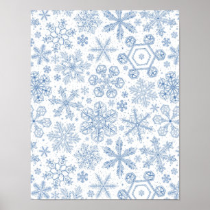 Póster Copos de nieve grises en blanco roto