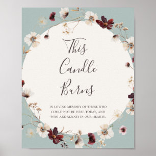 Póster Copper Burgundy Wildflower Teal This Candle Burns