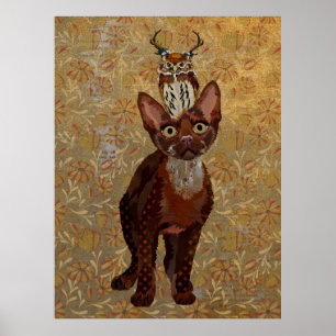 PÓSTER COPPER CAT & ANTLER OWL