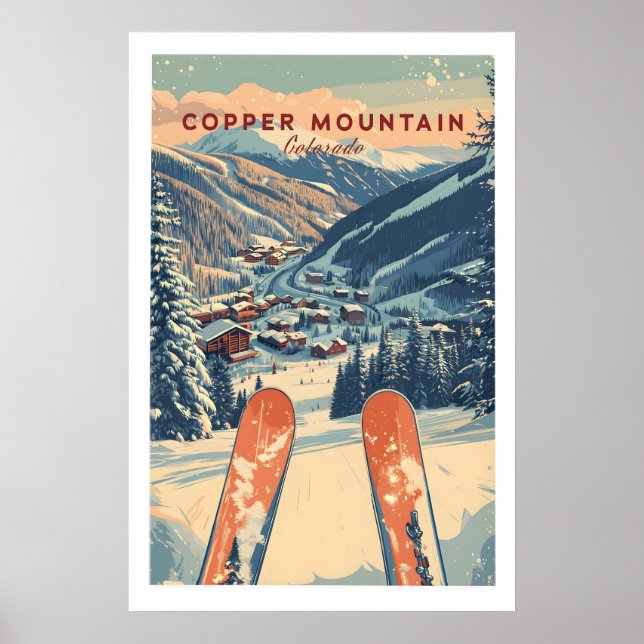 Póster Copper Mountain Travel Poster Sunset Ski Slopes 1 (Frente)