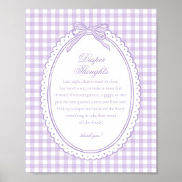 Póster Coqueta de Diaper con Lazo de Gingham Púrpura Pens