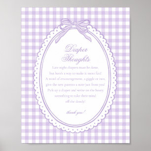 Póster Coqueta de Diaper con Lazo de Gingham Púrpura Pens