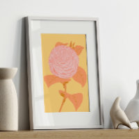 Coqueta de dibujo botánico rosa y amarillo