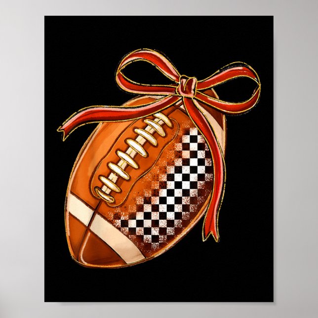 Póster Coqueta de fútbol a cuadros Bow Día de juego Touch (Frente)