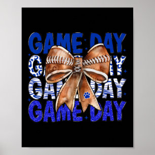 Póster Coqueta de fútbol Bow Blue Bulldog Game Day Mujere