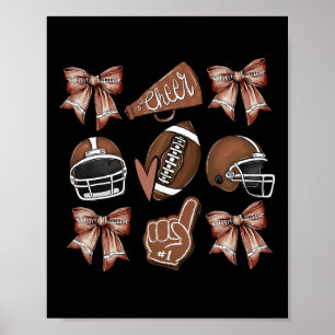 Póster Coqueta de fútbol Bow Football Mom Game Day Mujere