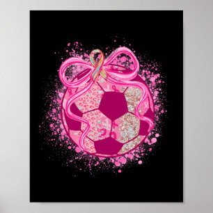 Póster Coqueta de fútbol lazo rosa concienciación cáncer 