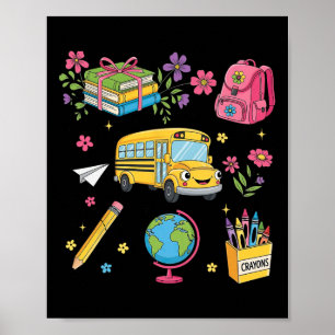 Póster Coqueta Floral Primer Día De Preescolar Jardín De 