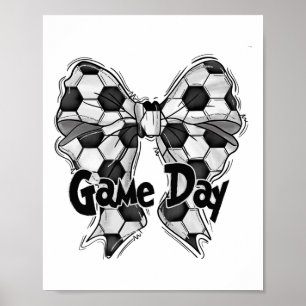 Póster Coqueta Lazo Fútbol Día de Partido Mamá Fútbol Mam