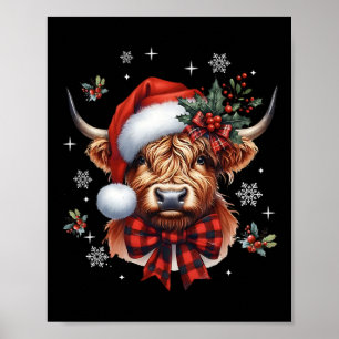 Póster Coqueta Navideña Vaca Lindo Moo Vaca Vacaciones De