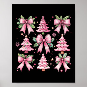 Póster Coqueta retro de árbol de Navidad dobla a las muje