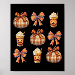 Póster Coqueta Retro Otoño Calabaza Arco Café Otoño Que