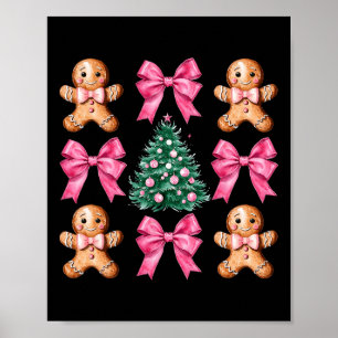 Póster Coqueta rosa de vaca rosa navidad pan de jengibre 