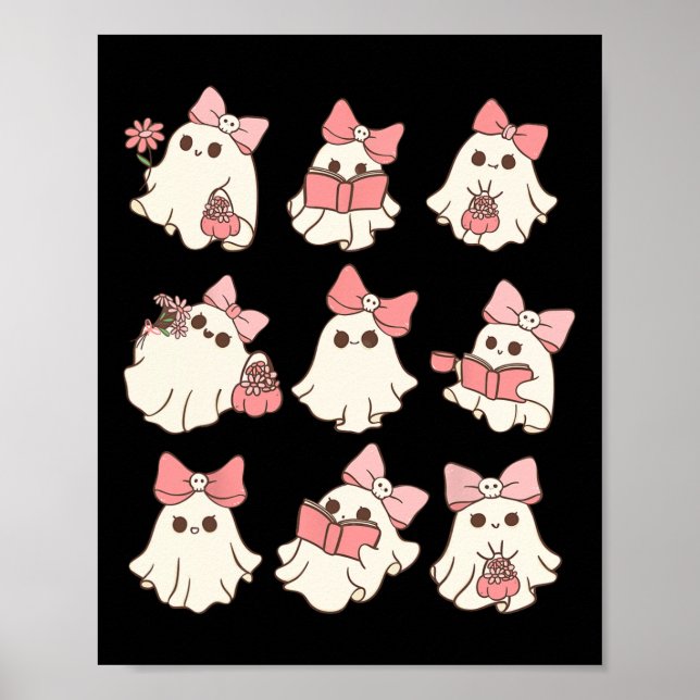Póster Coqueta rosa dobla guapa fantasma Halloween estofa (Frente)