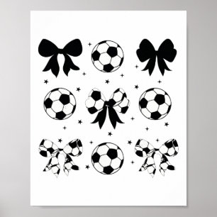 Póster Coqueta Vintage Fútbol Lazo Cheer Mama Fútbol