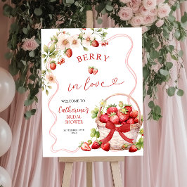 Póster Coquette Berry In Love Bridal Shower Welcome Sign