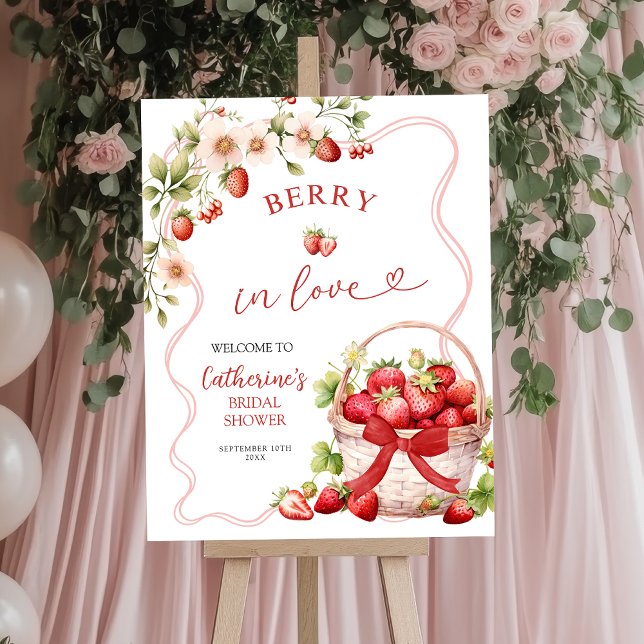 Póster Coquette Berry In Love Bridal Shower Welcome Sign (Subido por el creador)