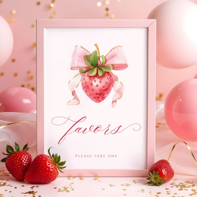 Póster Coquette Berry Sweet Baby Shower favorece el Rótul (Subido por el creador)