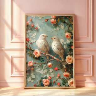 Póster Coquette Birds Floral