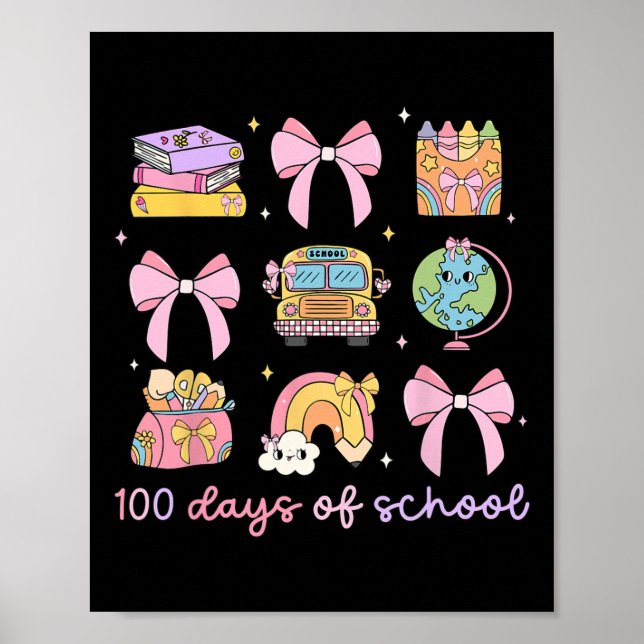 Póster Coquette Bow 100 Días De Educación Escolar Estudia (Frente)