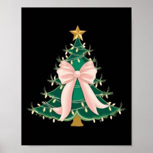 Póster Coquette Bow Árbol de Navidad Rosa dobla las mujer