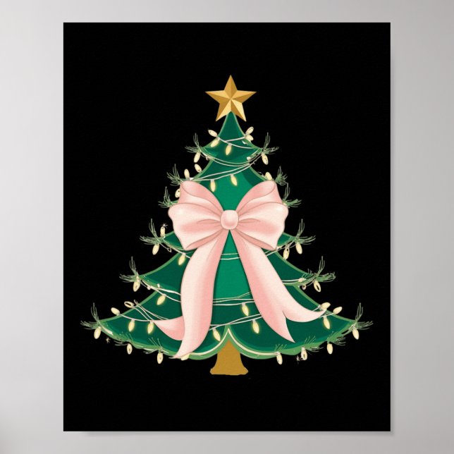Póster Coquette Bow Árbol de Navidad Rosa dobla las mujer (Frente)