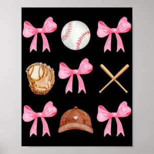 Póster Coquette Bow Bow Bow Mamá De Béisbol Madres Da