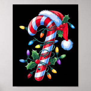 Póster Coquette Bow Candy Cane Cute Navidades Para Mujere