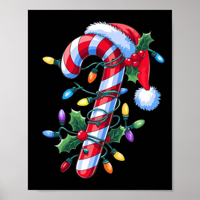 Póster Coquette Bow Candy Cane Cute Navidades Para Mujere (Frente)