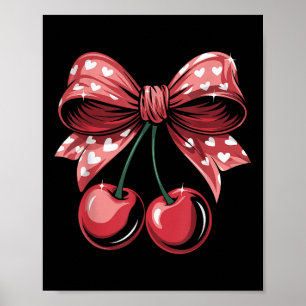 Póster Coquette Bow Cherry Día de San Valentín Heart Wome