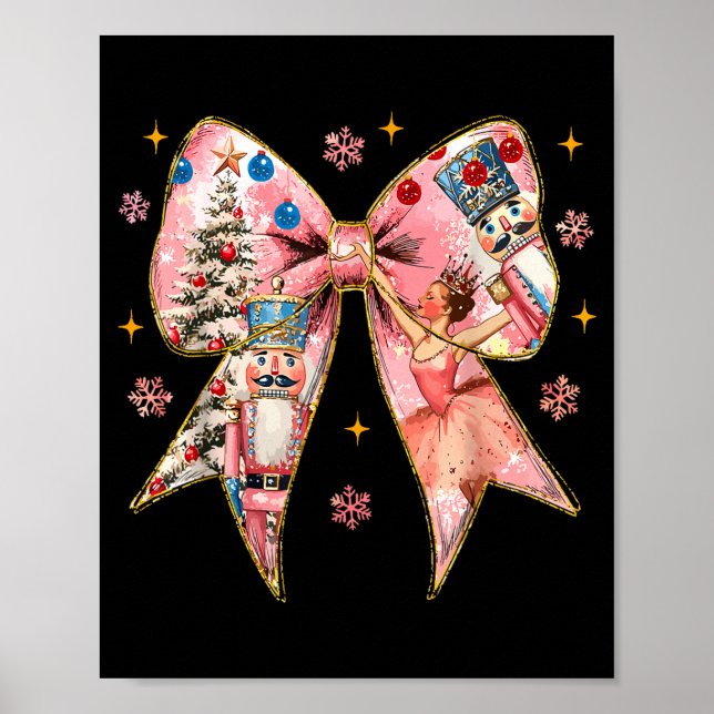 Póster Coquette Bow Christmas Nutcracker Ballet Festive W (Frente)