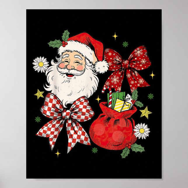 Póster Coquette Bow Christmas Santa Claus Xmas Holiday Wo (Frente)