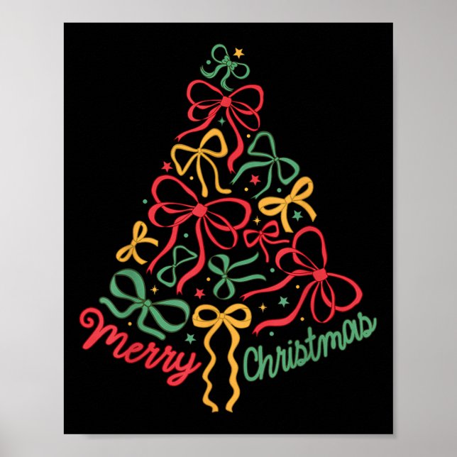Póster Coquette Bow Christmas Tree Girly Xmas Holiday Wom (Frente)