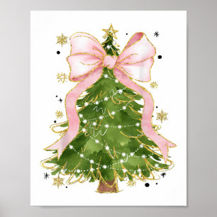 Póster Coquette Bow Christmas Tree Holiday Outfit W