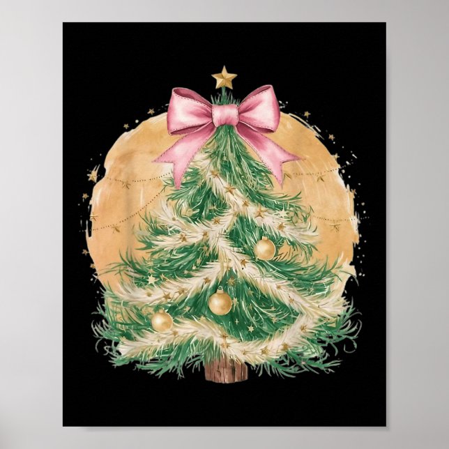 Póster Coquette Bow Christmas Tree Xmas Holiday Girly Out (Frente)