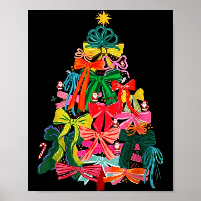 Póster Coquette Bow Christmas Tree Xmas Holiday Girly Out (Frente)