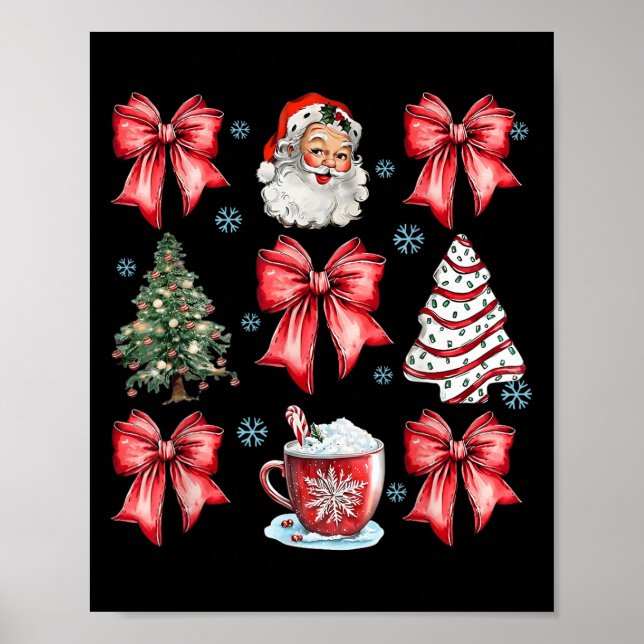 Póster Coquette Bow Cocoa Santa Christmas Xmas Tree Pajam (Frente)
