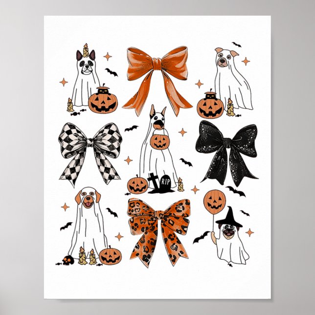 Póster Coquette Bow Cute Fantasma Perros Halloween Calaba (Frente)