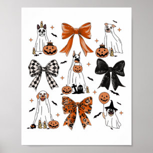 Póster Coquette Bow Cute Fantasma Perros Halloween Calaba