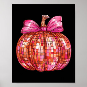 Póster Coquette Bow Disco Ball Pumpkin Cute Girly Hallowe