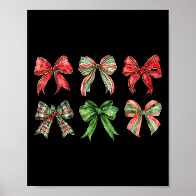 Póster Coquette Bow Feliz Navidad Familia Pajamas H (Frente)