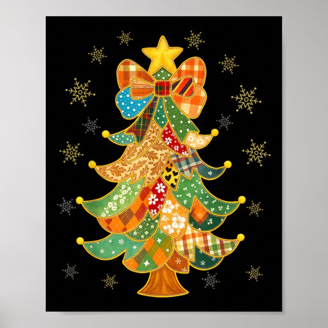 Póster Coquette Bow Feliz Navidad Navidad Árbol de vacaci (Frente)
