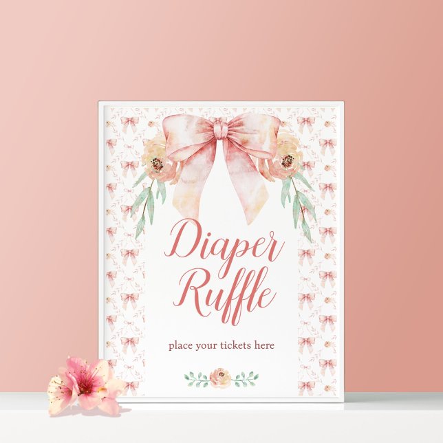 Póster Coquette Bow Floral Diaper Raffle Poster (Subido por el creador)