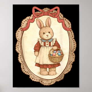 Póster Coquette Bow Funny Bunny Eggs Rabbit Happy Easter 