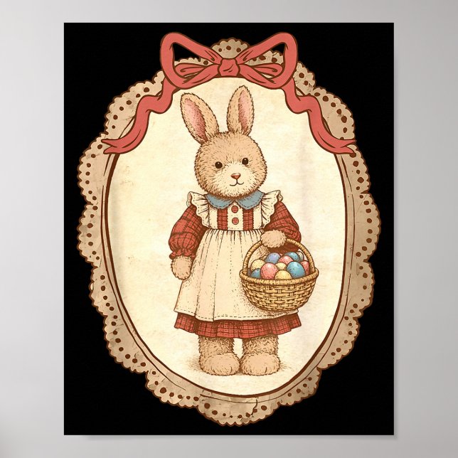 Póster Coquette Bow Funny Bunny Eggs Rabbit Happy Easter  (Frente)