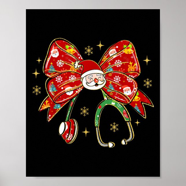 Póster Coquette Bow Funny Nurs Navidades Stethoscope San (Frente)